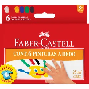 zz-Prstové barvy v kalíšku 6 barev, 25ml Faber Castell (121013)